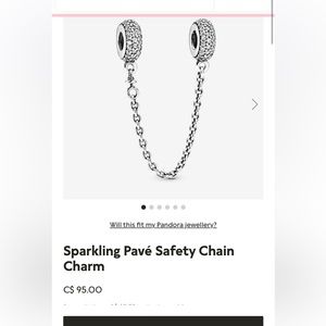 Pandora Safety Chain Charm/ Full Crystal Design